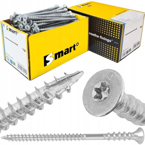 Tornillo de ajuste premium, tornillos espaciadores T25, acero galvanizado azul, nervaduras de fresado, punta de corte, cabeza avellanada, tornillos universales para madera, rosca de anillo y madera (6