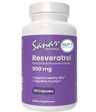 Sanar Naturals Resveratrol Supplement 500 mg – Supports Healthy Aging, Cognitive Function, and Heart Health - Plant Based Trans Resveratrol - Vegan, Non-GMO, 120 Capsules