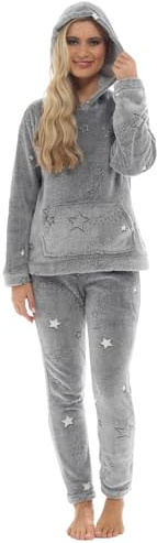 Slumber Hut Ladies Shooting Stars Hooded Lounge Set LN1751 Grey 12-14