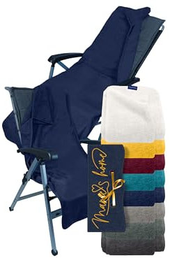 Marie´s Home Funda protectora de rizo para silla de jardín y tumbona de jardín, 70 x 200 cm, para silla de camping, silla plegable, sauna, tumbonas de piscina, 70 x 200 cm, azul marino