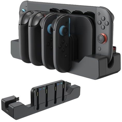 AriKroii Dock di Ricarica per 2025 Nintendo Joy-Con 2,Caricatore 4 in 1 per 2 Controller Joy-Con con LED Indicatori,Caricabatterie Station per Nintendo Switch 2
