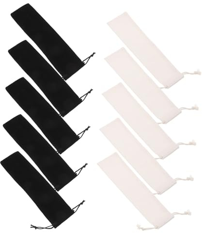 UKCOCO Lot de 20 Pochettes en Tissu Coton Réutilisables Cordon de Serrage, Porte-Couverts Portable pour Paille et Baguettes, pour Voyage et Usage Quotidien