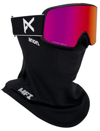 Anon M6 Snow Goggles + Bonus Lens + MFI Face Mask + Case (Frame: Black, Lens: Perceive Sunny Red, Spare Lens: Perceive Cloudy Burst)