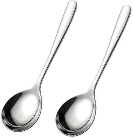2 Piezas Cucharones de Sopa de Acero Inoxidable, Cucharón de Cocina Pequeño con Mango Ergonómico, Cuchara Sopera para Servir Sopas, Salsas y Guisos, Ideal para Hogar y Restaurante