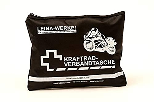 Leina-Werke 17006 Kraftrad-Verbandtasche Typ I mit Klett, Schwarz/Weiß