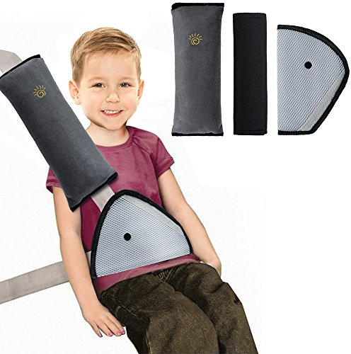 Rovtop 3 Packs Gurtpolster für Kinderautositze Auto Sicherheitsgurt Schulterpolster Gürtelkissen Schutzkissen Abnehmbar und waschbar Reisekissen Bequeme Gürteltaschen