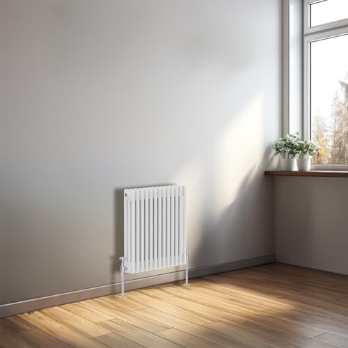 NRG 600x605 Cast Iron Horizontal Radiator Gloss White 3 Column Central Heating Rads