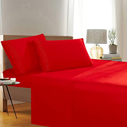 Elegant Comfort 1500 Thread Count Wrinkle & Fade Resistant Egyptian Quality 4-Piece Bed Sheet Set Ultra Soft Luxurious Bed Sheet Set includes Flat Sheet, Fitted Sheet and 2 Pillowcases