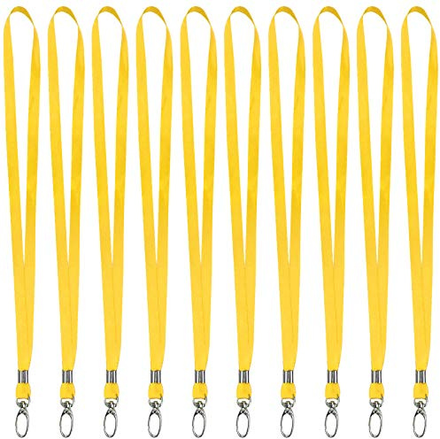 10 Pièces Nylon Strap Lanières Tour de Cou avec Crochet Pivotant, Courroie Cordons de Cou Lanyard, Bureau Sangle Cou Cordon, Badge Cordon Lanyard pour Carte d'identité Porte-Badge Porte-clés (Jaune)