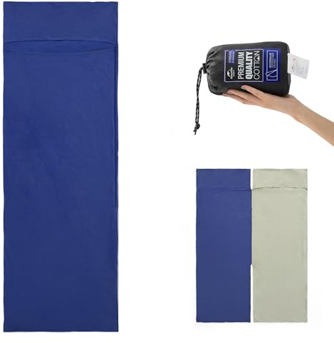 Naturehike Sacco Lenzuolo da Viaggio Sacco Lenzuolo Cotone 100% Sacco a Pelo Ferrino per Backpacking, Ostelli e Cabine (Blu)