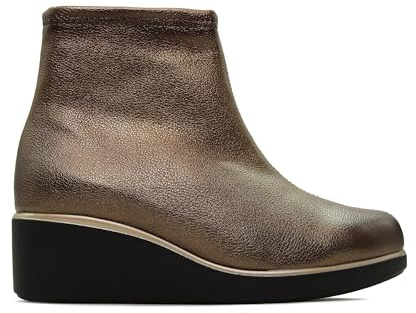 Doctor Cutillas - Bota con cuña de 6cm y plataforma de 3cm,media caña,casual,clásica,sencilla,color liso,impermeable, para: Mujer color: BRONCE talla:37