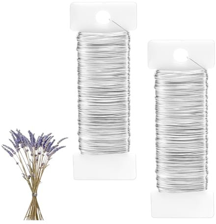 Basteldraht Dünn, 2 Rollen Draht zum Basteln, DIY Schmuckdraht, Blumendraht Draht,100m Premium Bindedraht, für Schmuckherstellung Blumenstrauß Stängelwickel(Silber)