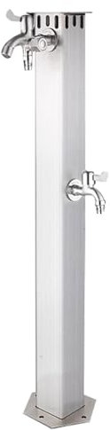 Vertical Outdoor Water Column with Double Faucet, Garden Column Fountain with Hooks and Sturdy Base, Floor Mounted Water Tap Post for Garden Farm Courtyard Irrigation