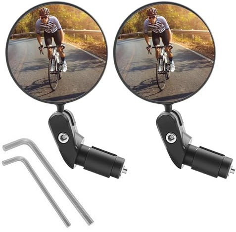 2Pcs Bike Mirrors, Universal 360˚ Rotatable Bicycle Rear View Mirrors Adjustable Blind Spot Mirror HD Glass Wide Angle Convex Mirror with Handlebars for Mountain Road Bike Adult Cycling