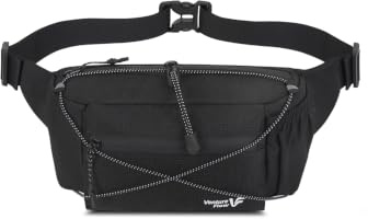 Sac Banane avec Poche sécurité, Grande capacité Extensible-Sac Poitrine Multifonctionnel pour la randonnée, Le vélo, Le Ski et Les Voyages. (Noir)