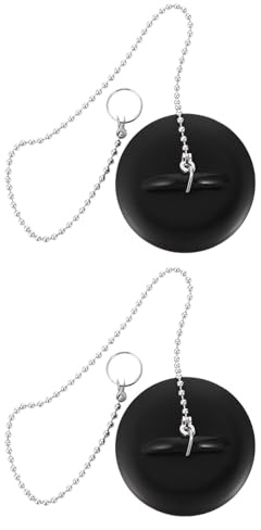 Milisten Silicone Sewer Drain Plugs with Chain 2pcs Black Wear-Resistant Water Stoppers for Bathtub and Bathroom Sink Sealed Household Drain Stopper