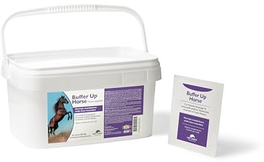 NBF Lanes Buffer Up Horse Aliment Complément alimentaire pour chevaux de sport avec acides aminés ramifiés, glutamine, vitamines B et chardon marien, soutien du métabolisme musculaire, 20 sachets de