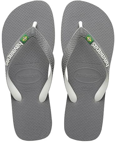 Havaianas Brasil Mix Unisex Adults FlipFlop Steel Grey/White/White 6.5/7 UK