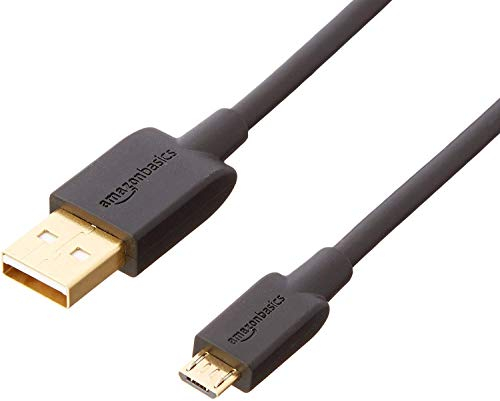 Amazon Basics USB-A to Micro USB Charging Cable, 480Mbps Transfer Speed with Gold-Plated Plugs, USB 2.0, 1.82 m, Black
