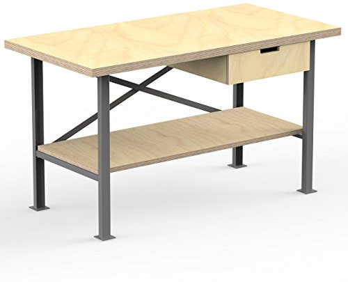 AUPROTEC Profi-Werkbank 1600 x 750 x 850 mm Arbeitsplatte Multiplex 40mm mit 1 Schublade und Ablage Holz Werkbankplatte Massiv Multiplexplatte - Industriequalitäts-Werktisch