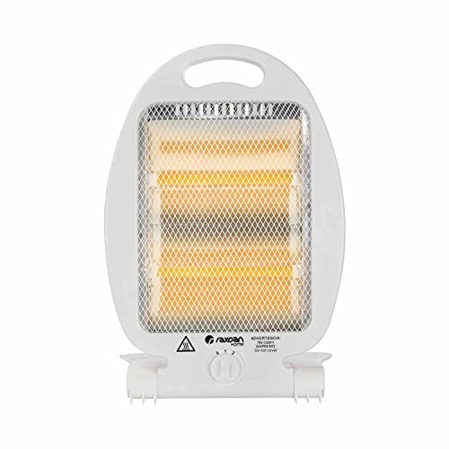 RAYDAN - Estufa Eléctrica de Cuarzo Bajo Consumo, Sensor Protección Antivuelco, 2 Niveles de Potencia, 800W, Diseño Portátil, Blanco