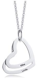 Vnox 2/3/4 Nomi Collana con ciondoli a cuore per donna Collana personalizzata con cuore in acciaio inossidabile con famiglia/partner/sorella/BFF Nomi Collana con ciondolo per donne Ragazze