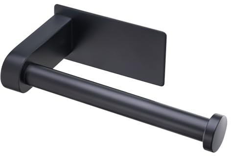 Aikzik Toilet Roll Holder Wall Mounted, Premium 304 Stainless Steel Toilet Paper Holder Self Adhesive for Bathroom & Kitchen, Strong Adhesiveness and Waterproof - Matte Black
