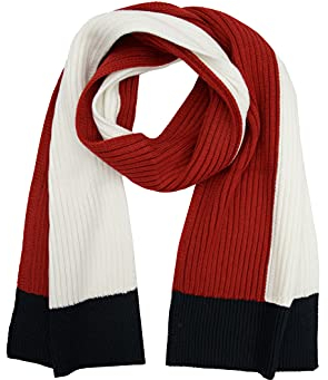 Tommy Hilfiger Herren Gestreifter Schal Herrenschal, Weiße Flagge, Einheitsgröße