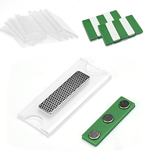 PERFETSELL 10 Pack Placas de Identificación con Imán de 3 puntos Magneticos Nombres Placa Identificacion Magnetico placa Identificacion Trabajador Identificadores Iman con Adhesivos para Oficina