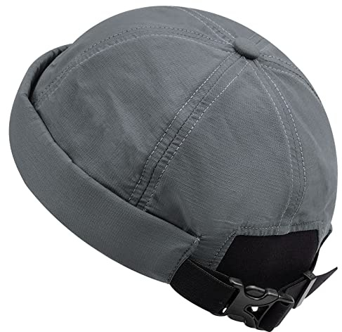 Croogo Mens Docker Cap Quick Dry Brimless Hat Adjustable Street Casual Visor-Less Sailor Skullcap Beanies Hat,Gray-CT86