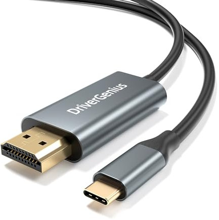 DriverGenius Adattatore USB-C a HDMI 4K/30Hz da 1,8m (Maschio/Maschio) - Compatibile con PC, Laptop con Modalità DP-Alt, Console da Gioco e Monitor, Connettore in Metallo (Modello: UC2HD430-18-M2)