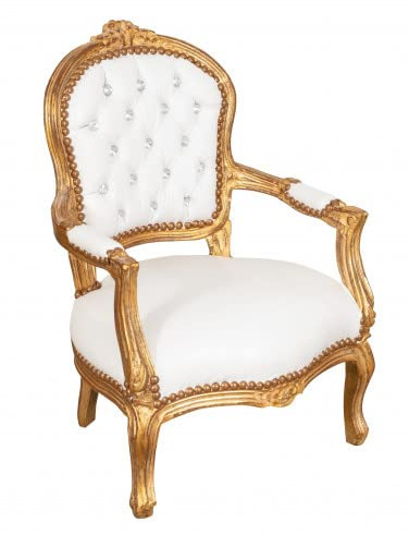 Biscottini Barock fåtölj 73 x 50 x 51 cm | Louis XVI Stolar | Fransk stil | Sovrumsfåtölj | vit rumfåtölj