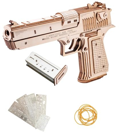 MU 3D Wooden Puzzle for Adults Model kit Building Wood Desert Eagle, Toy Wooden Puzzles Gun, DIY Kits for Men Gifts Birthday Collectible Hobbies Kit