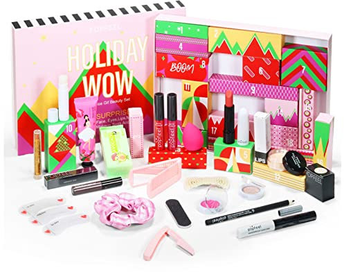 Calendario Adviento Maquillaje,Set De Maquillaje Cosmético De 20 Piezas,Calendario De Adviento De Maquillaje 2023,Calendario De Adviento De Navidad,Set De Cosméticos De Sombra De Ojos Y Lápiz Labial