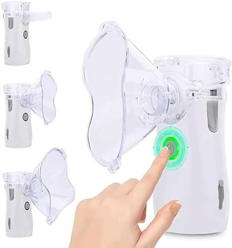 HITHINKMED inhalationsgerät kinder, Ultraschall Vernebler Inhaliergerät Inhalationsgerät für Kinder und Erwachsene, Inhaliergerät mit 2 Masken und Mundstück for den Heim- und Reisegebrauch - Grau