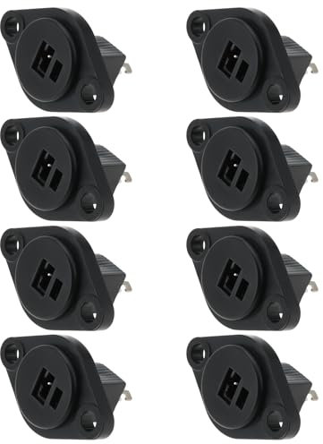 eMagTech 8pcs Conectores de Instalación de Altavoces DIN Conector Hembra de Panel de Chasis de Altavoz DIN de 2 Pines con Conexión de Soldadura para Cable Hi-Fi Vintage