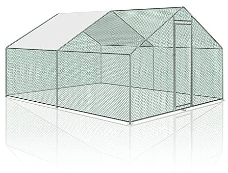 Eulenke 3 * 4 * 2m Hühnerstall, hühnergehege, hühnerstall XXL - Verzinkter Stahl, Wasserfestes Material, mit Markise Einfach zu montieren, Outdoor Chicken Run