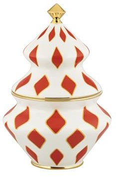 Alessi Delight NZ03 – Weihnachtsbehälter für Süßigkeiten in Porzellan, Rot, Weiß und Gold