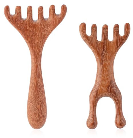 2 Pz Massaggiatore Cuoio Capelluto in Legno, Massaggiatore Capelli Portatile in Legno per Testa Relax Crescita dei Capelli Regalo per Donne Mamma Sorella (Doppia e Singola Testa)