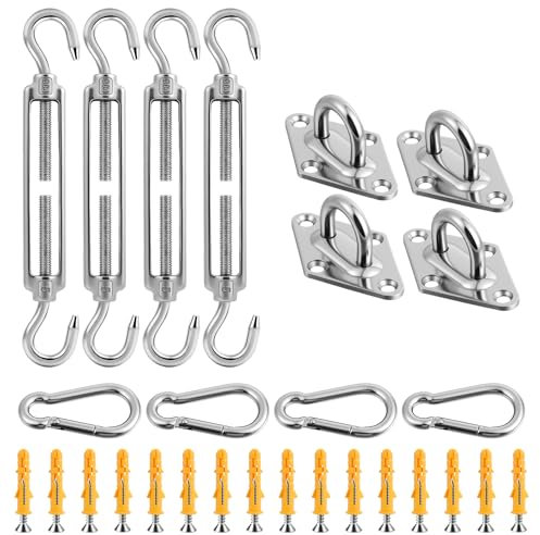 vsshe M5 Awning Attachment Set, 304 Stainless Steel, Heavy Duty Sun Shade Sail Stainless Steel Hardware Kit for Square and Triangle Gardens, Awning Installation Attachment Accessories