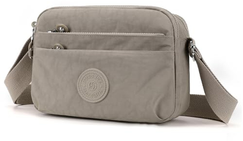 Kommodum - Borsa Tracolla Donna Borsetta Tracolla Sportiva Casual Borsa leggera a Spalla Multitasche Crossbody Bag in Nylon Impermeabile KM33 (CACHI)