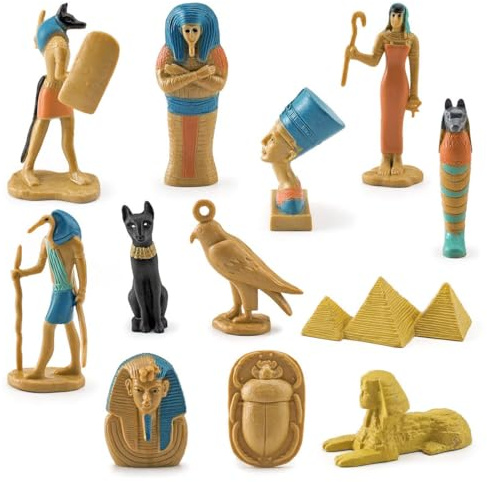 RuiJOTWAT 12-Piece Egyptian Statue Set, Pyramids, Figure Model Toys For Egyptian Party Decoration Theme