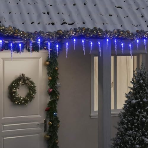 Genérico Luces carámbano Navidad 200 LED Azul acrílico PVC 20 m, Luces de Navidad Azul,356229