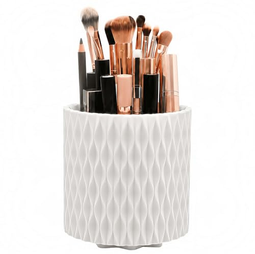 scicent Make Up Kosmetik Organizer, 360 drehbarer Make-up-Pinselhalter, Organizer Weiß