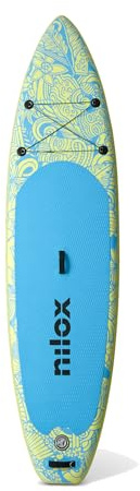 Nilox Tavola Gonfiabile per Stand Up Paddle in PVC, Completa di Accessori con Zaino, Pagaia, Pompa, Leash, 1 Pinna, Tavola da 274 x 84 x 15 cm
