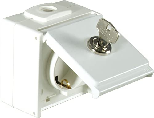 OPUS® AQUA Schutzkontakt-Steckdose 1-fach mit Schloss Ausführung Schließung 1, Farbe hellgrau/stahlblau