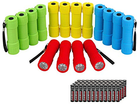 EverBrite 16-Pack Mini LED Flashlight Set, Small Flash Lights Assorted 4 Colors, 48 AAA Batteries Included, for Emergency, Camping, Hiking, Outdoor Activities, Bulk Holiday Gifts