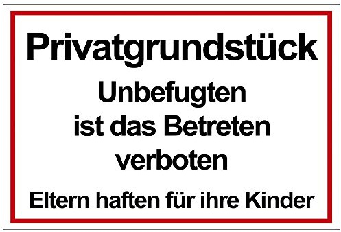 Schild Privatgrundstück aus Alu/Dibond 140x200 mm - 3 mm stark