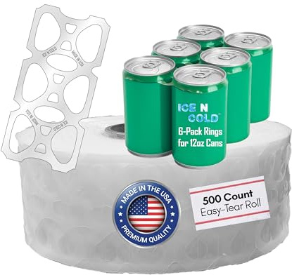 500ct 6-Pack Rings Universal Fit - Fits all 12oz Beer Soda Cans | Made in USA