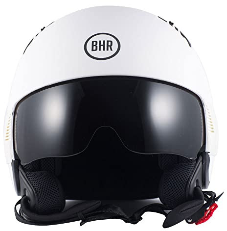 Helm Demi-Jet BHR 815 COMBY | Praktischer Rollerhelm mit ECE-Zulassung | Motorrad-Jet-Helm mit anpassbaren Seitenteilen aus Kunststoff, Sonnenblende und mikrometrischer Auslösung | MATT Weiss | XS